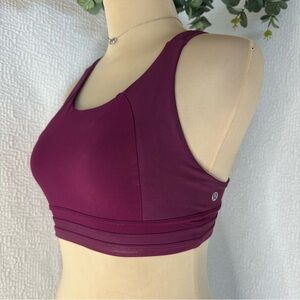 Lululemon  Power Position Bra  Burgandy With Metallic Detailing Size 4